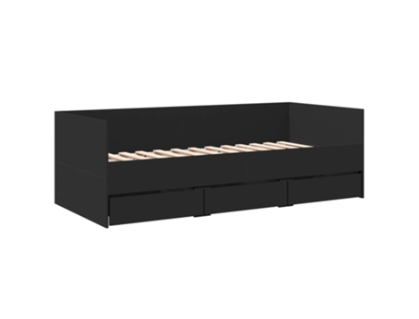 Tumbona con cajones madera de ingeniería negro VIDAXL (90 x 200 cm)