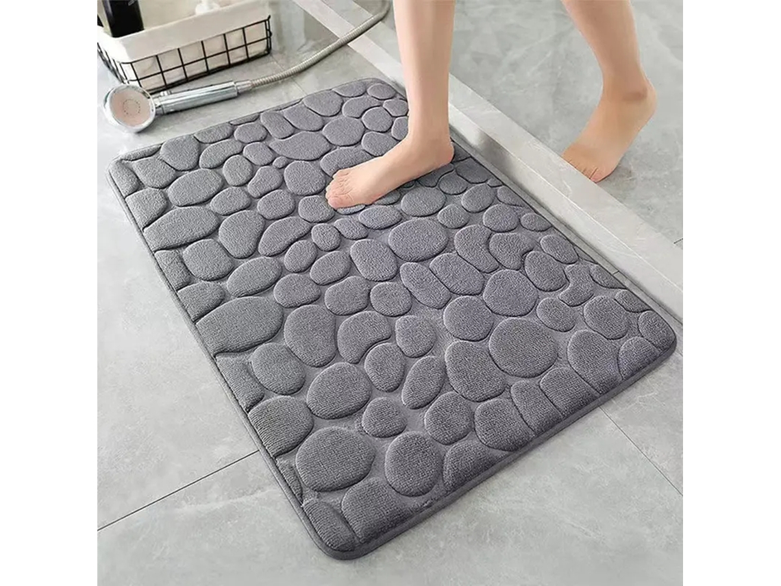 (gris) Alfombra De Baño/felpudo Absorbente De Agua 3d Antideslizante, Diseño De Canal En Relieve, Secado Rápido