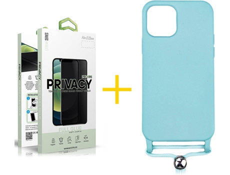Carcasa + 1 Protector de Vidrio Anti-Spy iPhone 13 Pro Max SKYHE Gel Rope Azul Agua