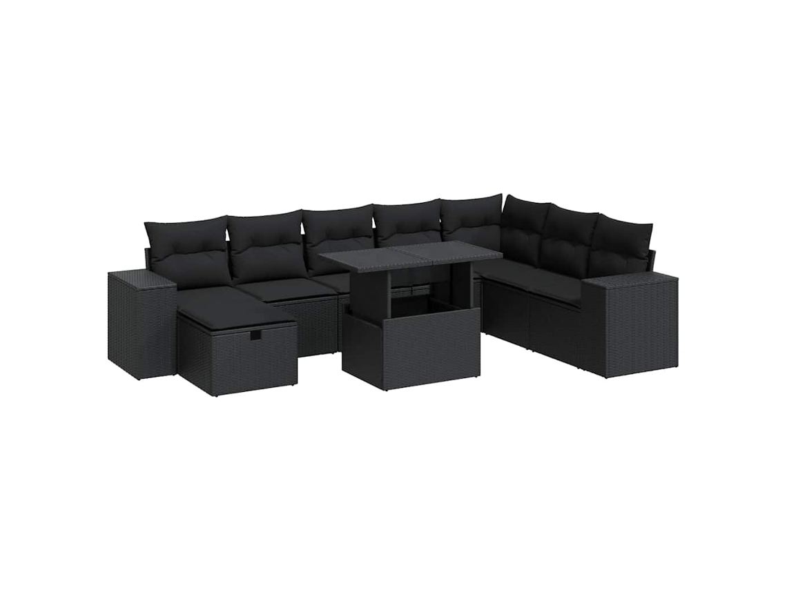 Conjunto 9 De Sofás Para Jardín VIDAXL Negro Poli Ratán(100 x 55 x 73 cm)