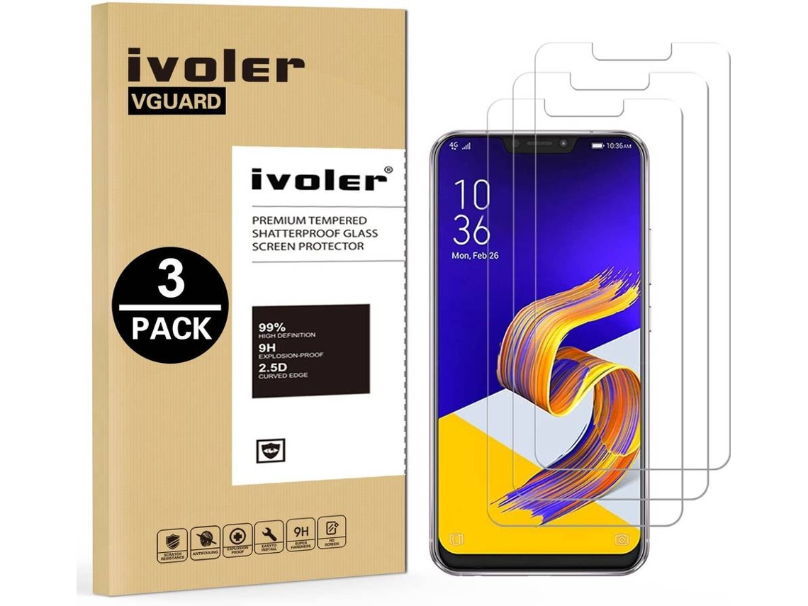 3x Protector Cristal Templado Asus Zenfone 5 ZE620KL 6.2 HONGWE.