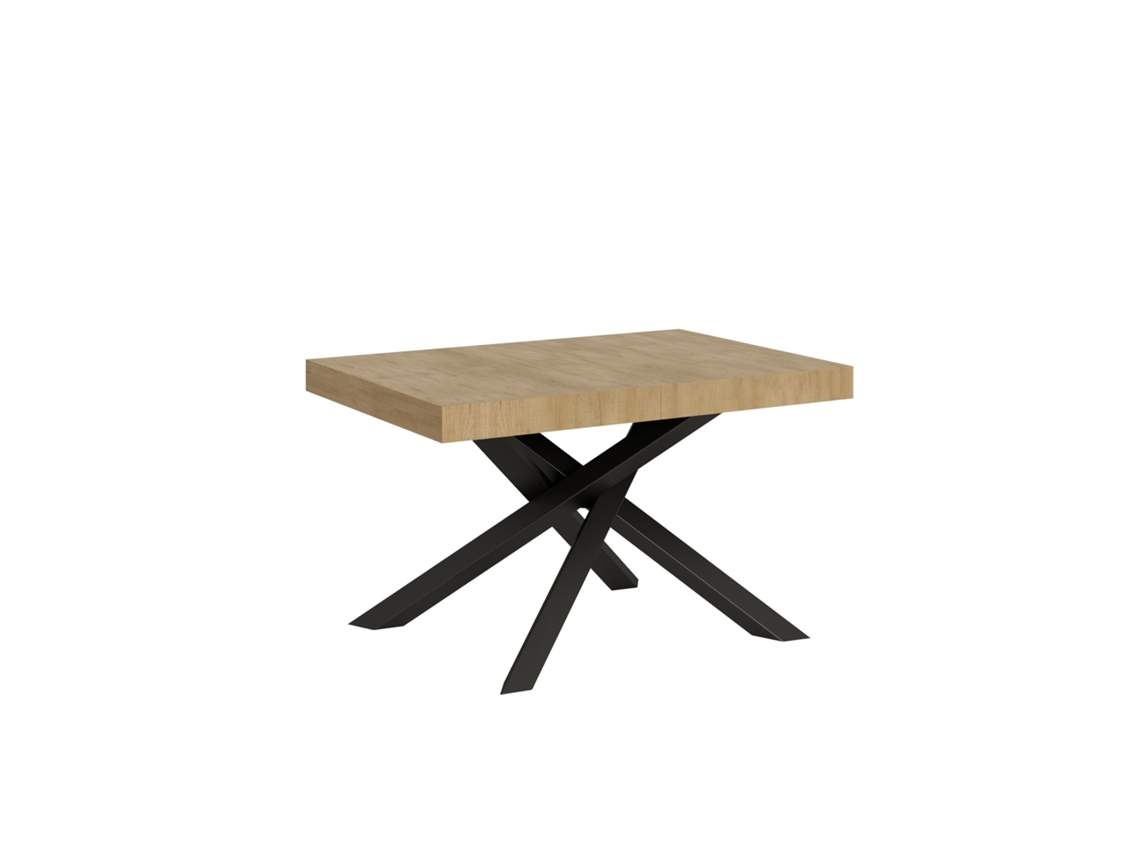 Mesa extensible Volantis 120/380x90 cm roble natural con patas antracita Itamoby