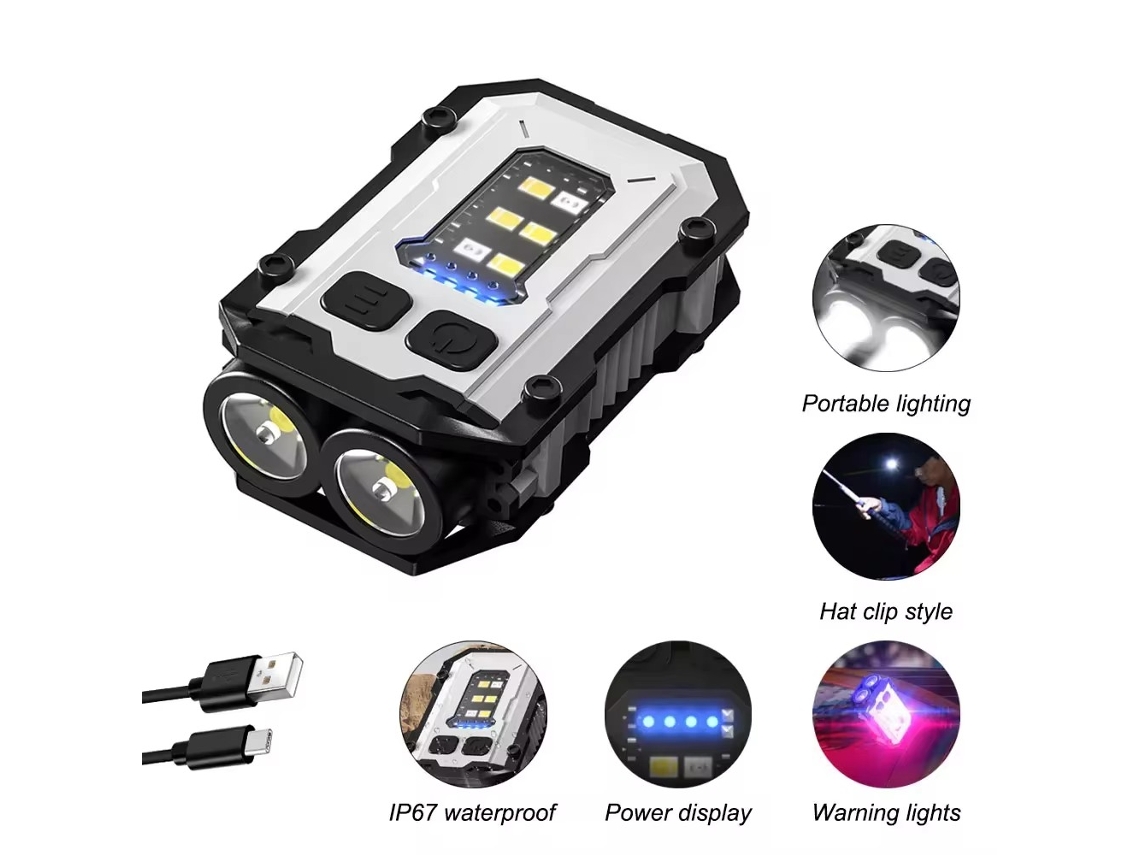 Minilinterna EDC multifuncional con llavero, recargable por USB, con imán y luz ultravioleta, ideal para exteriores. Aeuzwr
