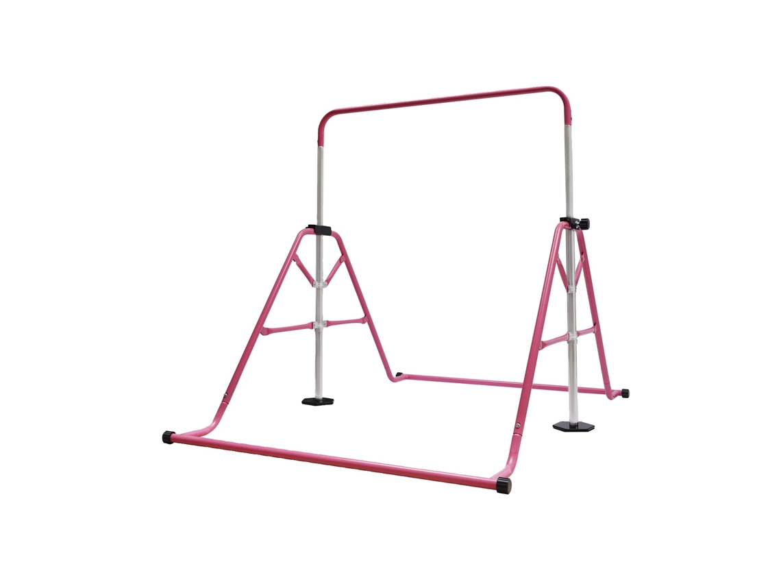Barra de gimnasia, altura ajustable, acero resistente, diseño plegable, rosa OEM