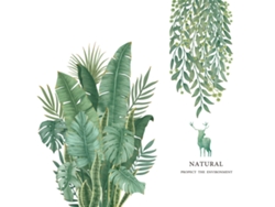 Arte de pared de hojas tropicales, decoración de plantas verdes extraíbles para salas de estar, decoración de pared de dormitorio, material de vinilo C