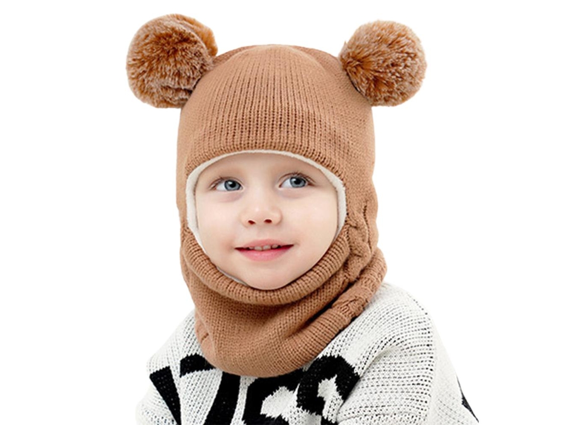 Set De Gorro Y Bufanda De Invierno Para Niños Niñas Gorro Tejido Con Orejeras Y Pompones Forro Polar Caliente
