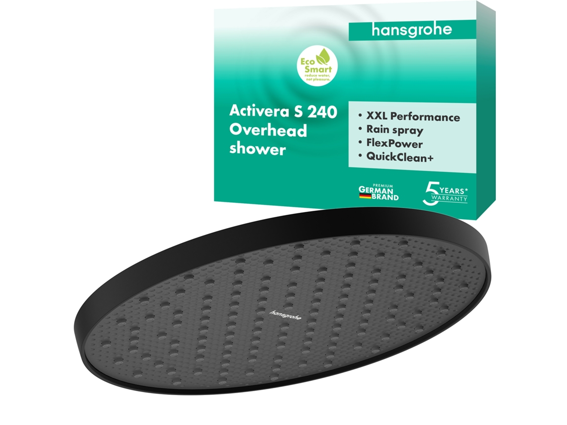 Ducha de techo Hansgrohe Activera S 240, 1 jet, Ecosmart, 28056670, Color: Negro mate