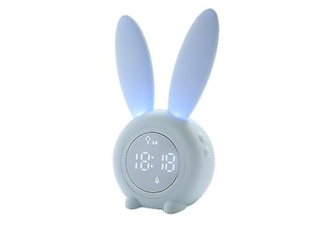 Luz de noche cronometrada magnética con sensor de sonido reloj despertador forma de conejo lindo carga USB (azul)