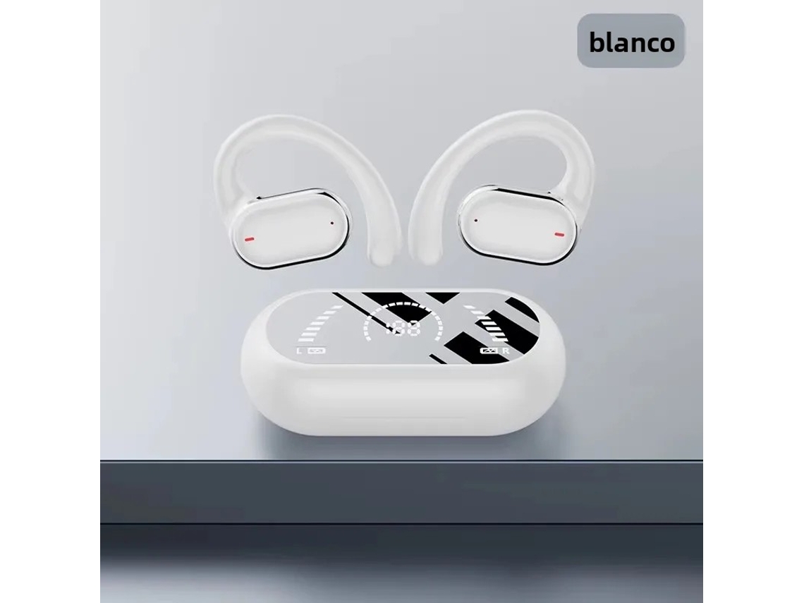 Auriculares Bluetooth 5.3 Con Gancho Para La Oreja (blancos), Baja Latencia Y Cancelación De Ruido Estéreo Para Juegos Y Deportes.