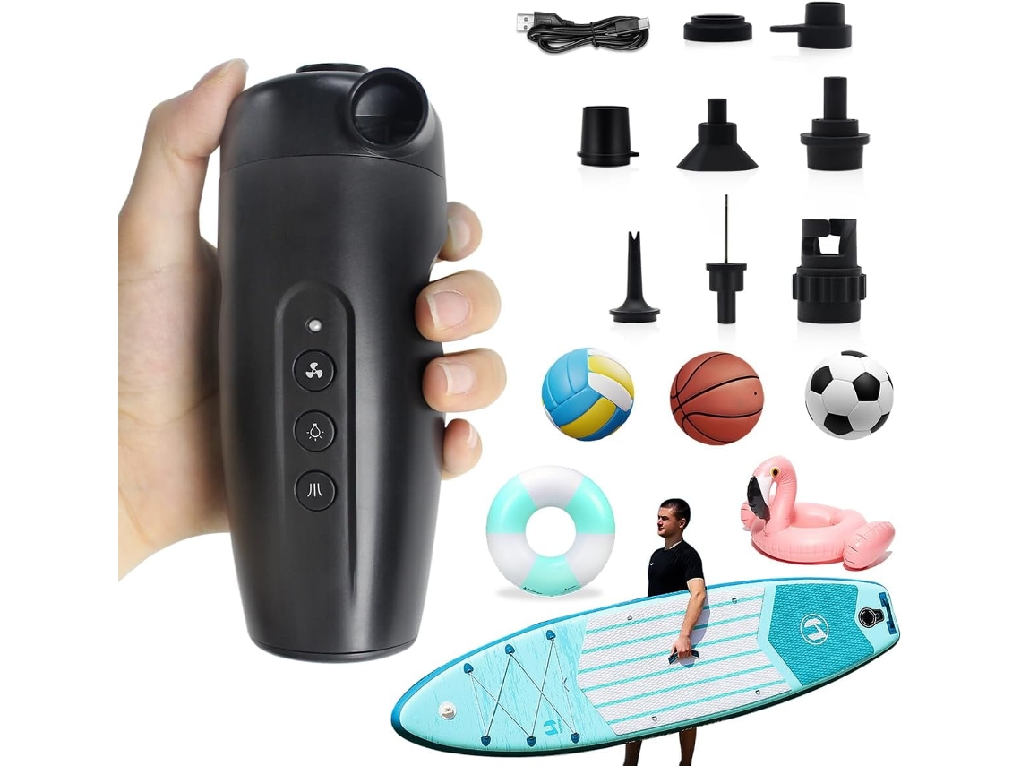 Bomba de Ar Portátil 20Psi Bomba Elétrica Recarregável para Placa de Remo com Bateria de 3000Mah 