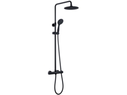 Kibath Columna De Ducha Termostático Redonda 83-120 Cm Acabado Negro Mate Fabricado En Latón