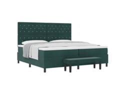 Maison Exclusive - Cama Tipo Box Spring Verde Oscuro 200 X 200 Cm Terciopelo