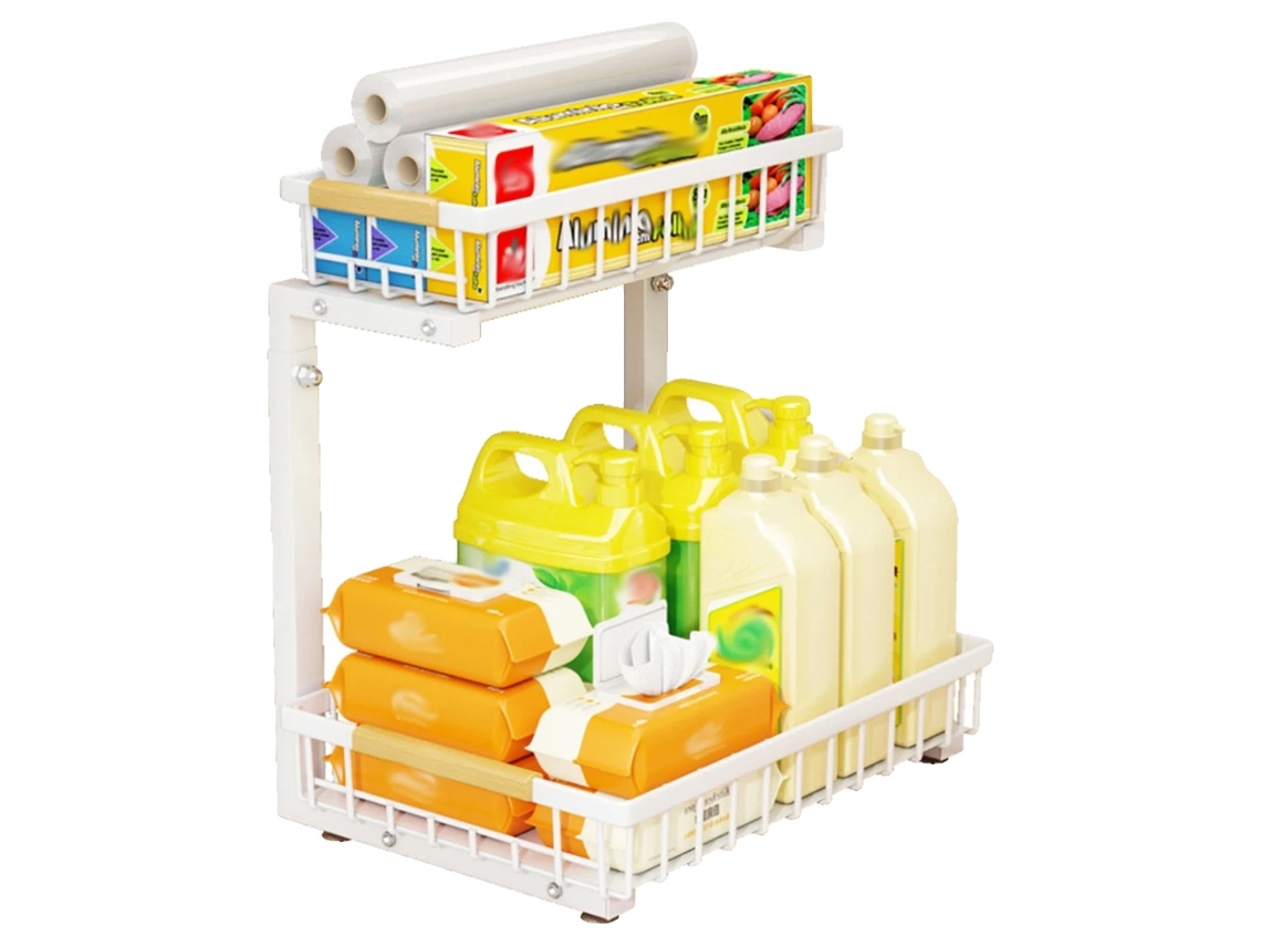 Organizador de almacenamiento, diseño retráctil, uso multifuncional, blanco OEM