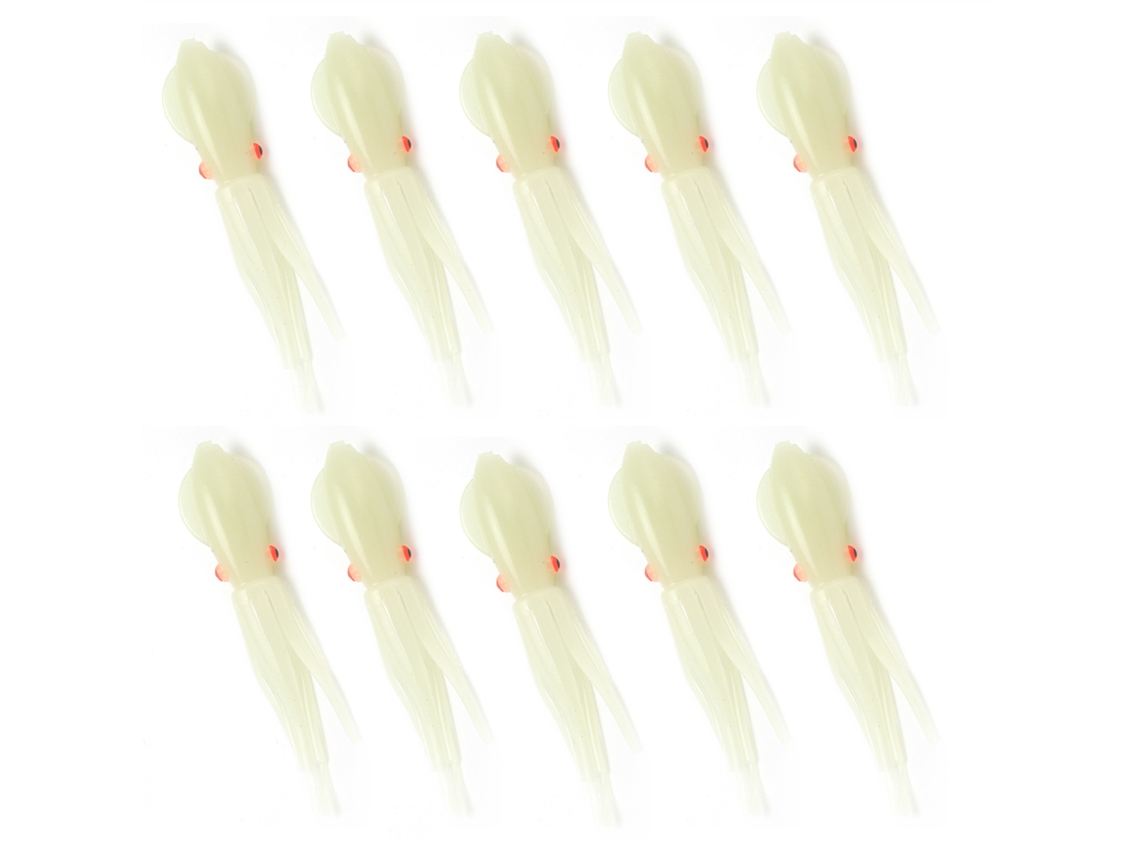 10 Señuelos De Calamar De Silicona Suave Y Duradera, Luminosos, Realistas, De 13 Cm, Para La Pesca De Calamares Y Pulpos.
