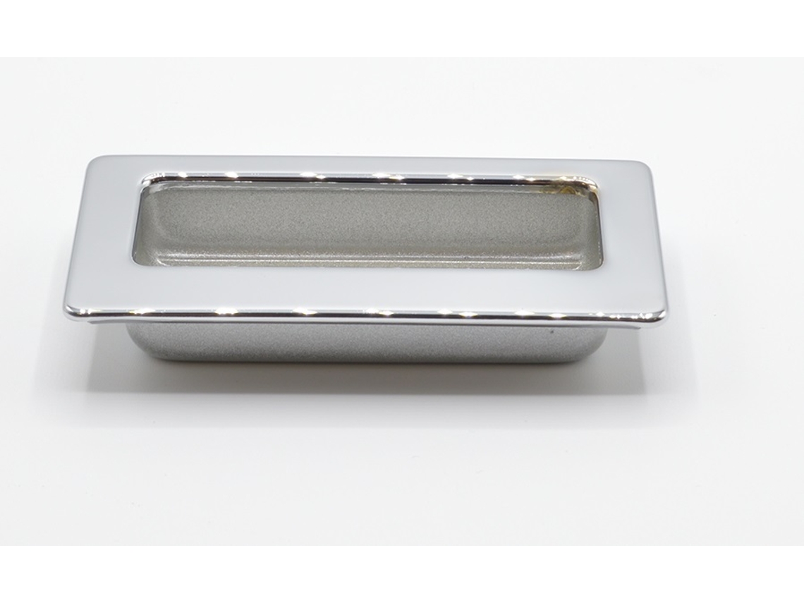 Tirador Para Mueble Rectangular Zamac 80x36 Mm Cromo Y Plata Lote De 25