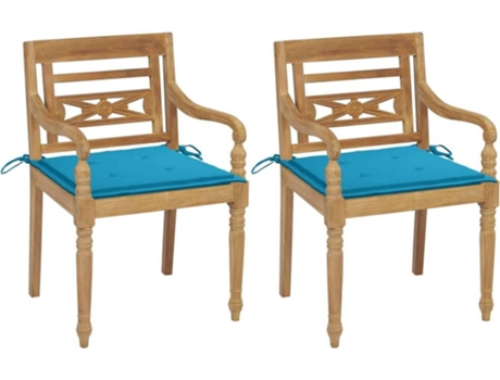 Conjunto 2 Silla de jardín VIDAXL Azul Teca (55x51.5x84 cm)