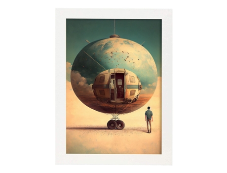 NACNIC Poster Autocaravana En Estilo Surrealismo Cinematográfico Ilustraciones Y Grabados De Historieta Abstracta Y Artística A4 Marcos Blancos