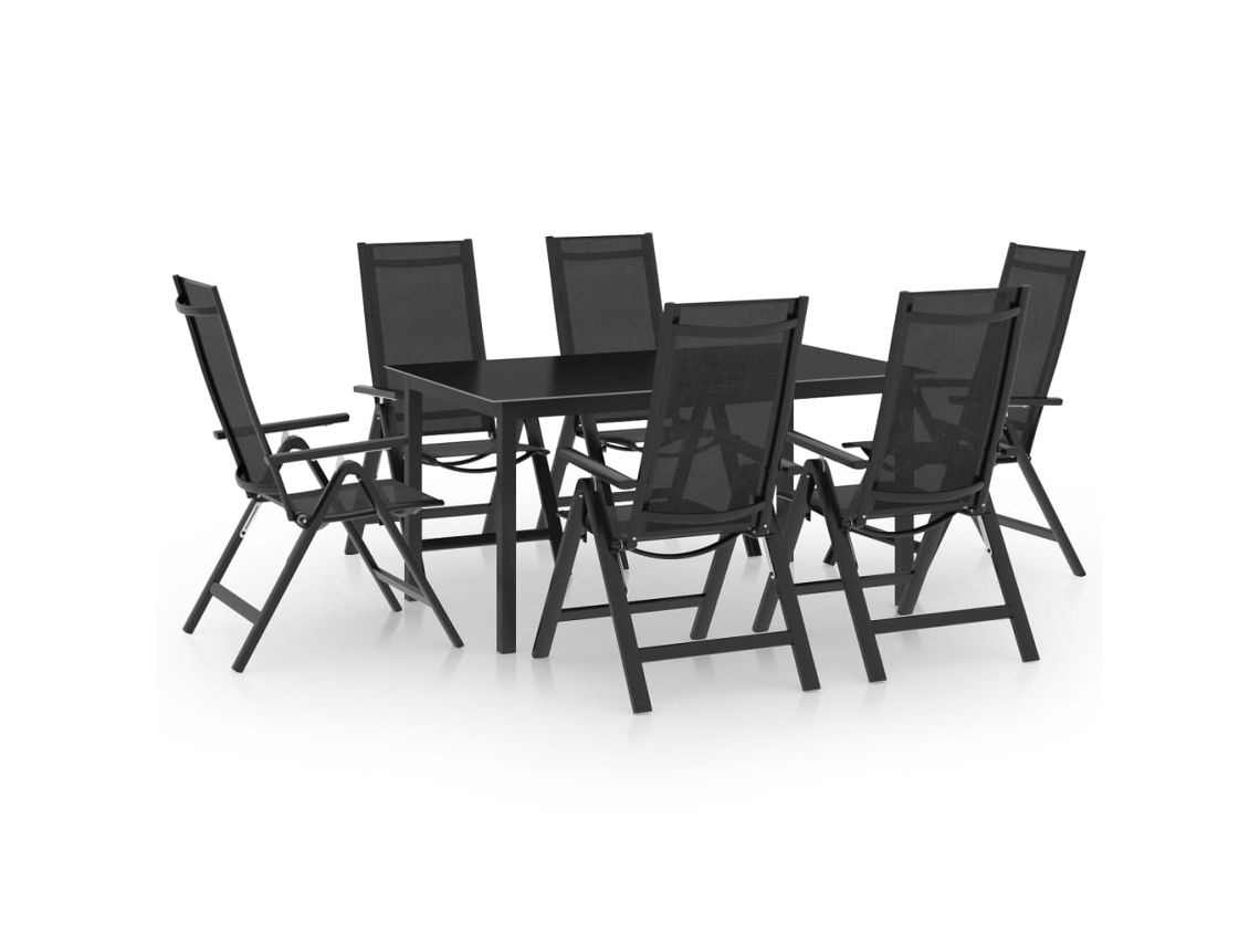 7 Piezas Conjunto De Jantar Para Jardim Aluminio Antracita Dkd Home Decor