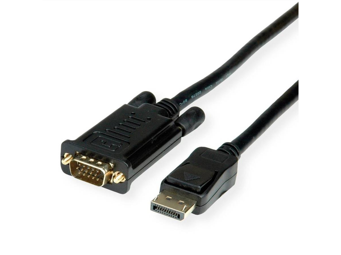 Cable ROLINE (DisplayPort y VGA - 1m - Negro)