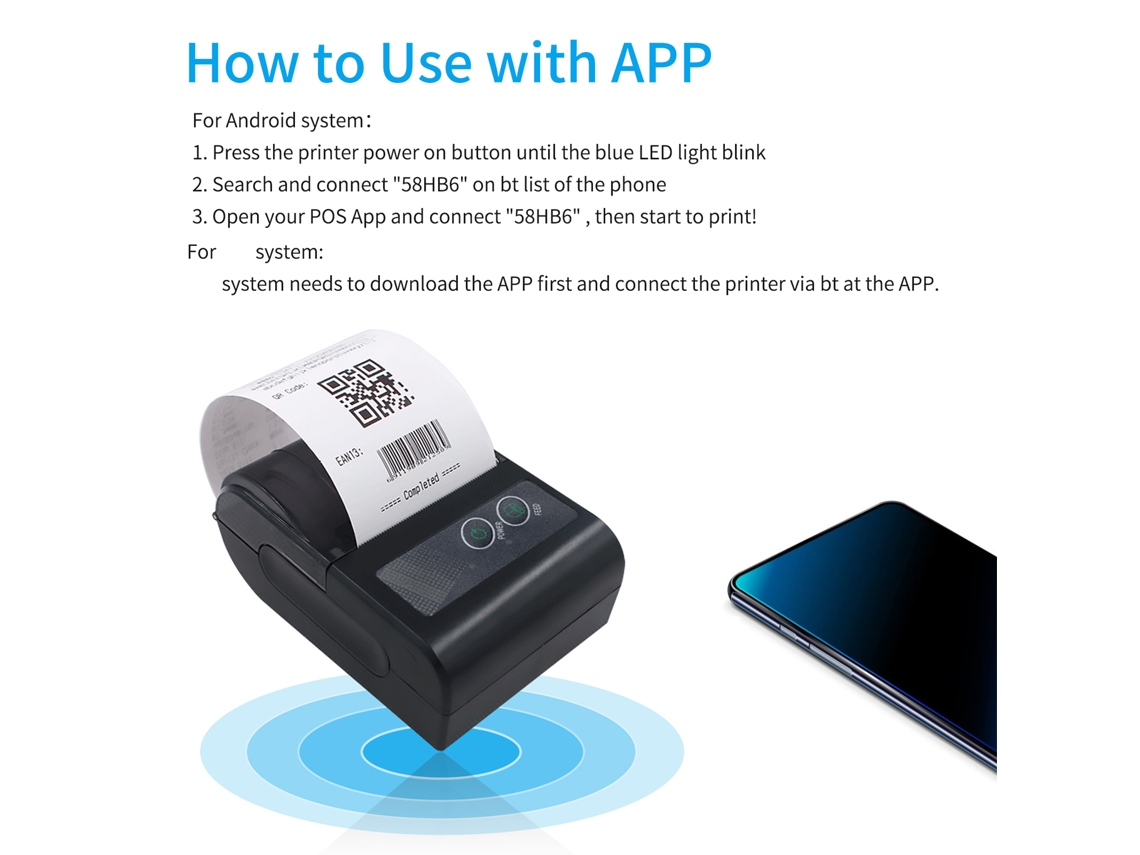 Impresora Térmica Inalámbrica Portátil De 58 Mm Con Usb, Bluetooth, Esc/pos Para Supermercados Y Restaurantes.