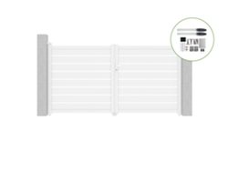 Portón abatible 3m VOGEL H.160cm aluminio blanco motorización HICKER B200 CASANOOV