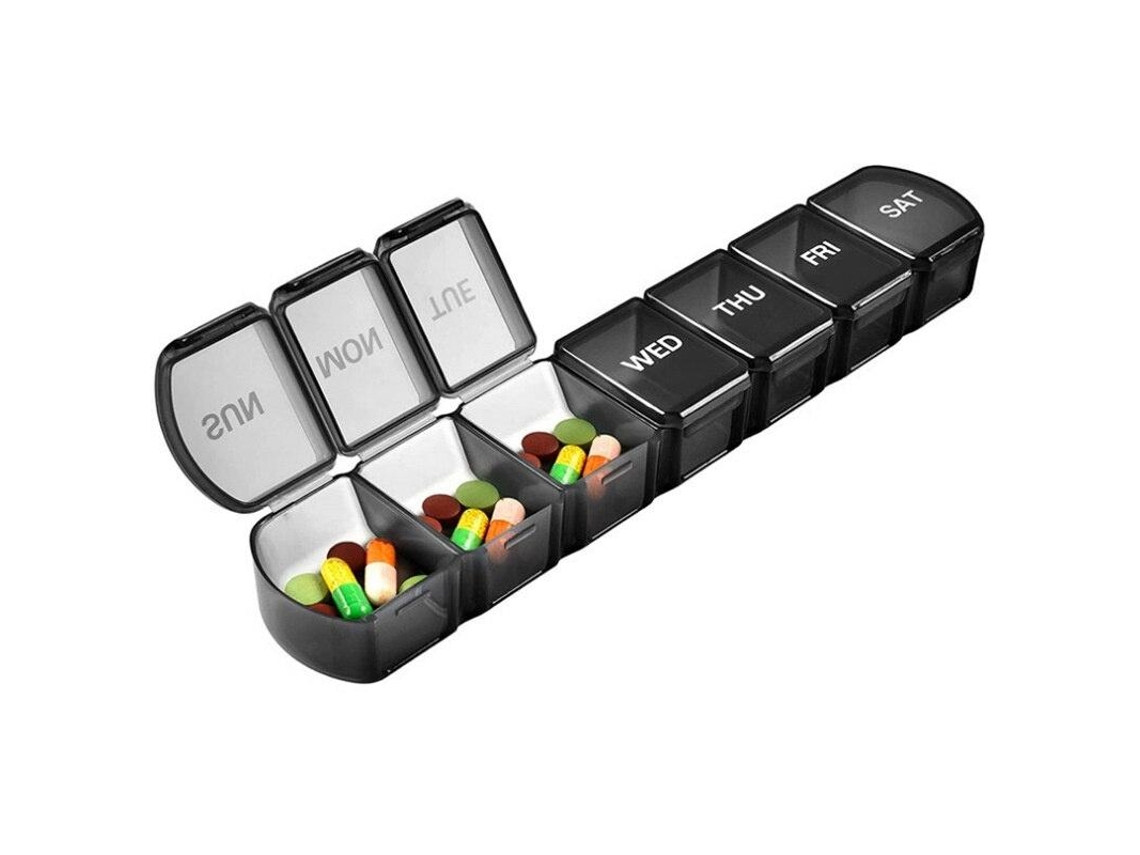 Caja de dosificación de medicamentos para una semana con compartimentos grandes