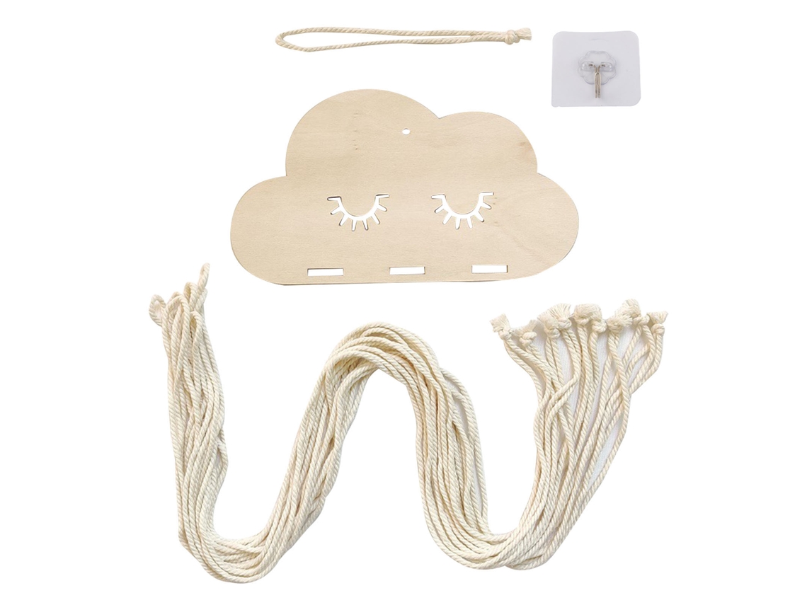 Organizador colgante para pinzas del cabello con diseño de nubes y borla de algodón