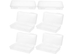 Estuche de plástico transparente para lápices con 6 piezas, organizador para estudiantes, diseño apilable.