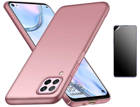 Kit Carcasa Y Protector Huawei P40 Lite E Ultimatte Turtleshell Rígido Rosa