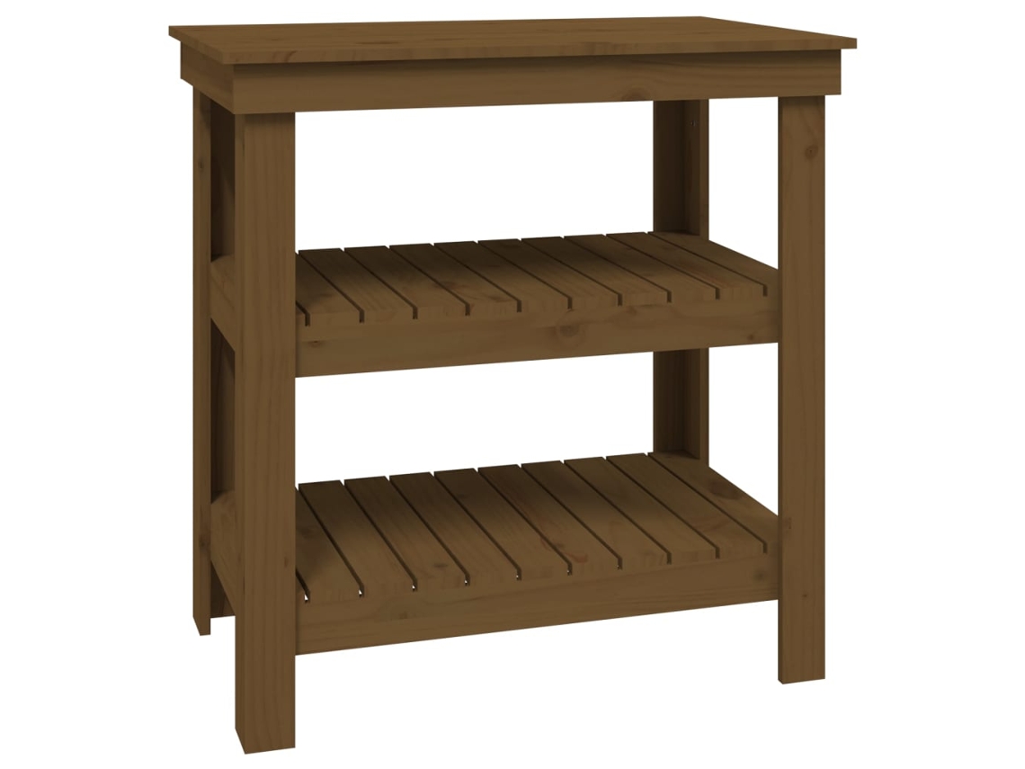 Maison Exclusive - Banco De Trabajo Madera Maciza Pino Marrón Miel 78,5x50x80 Cm