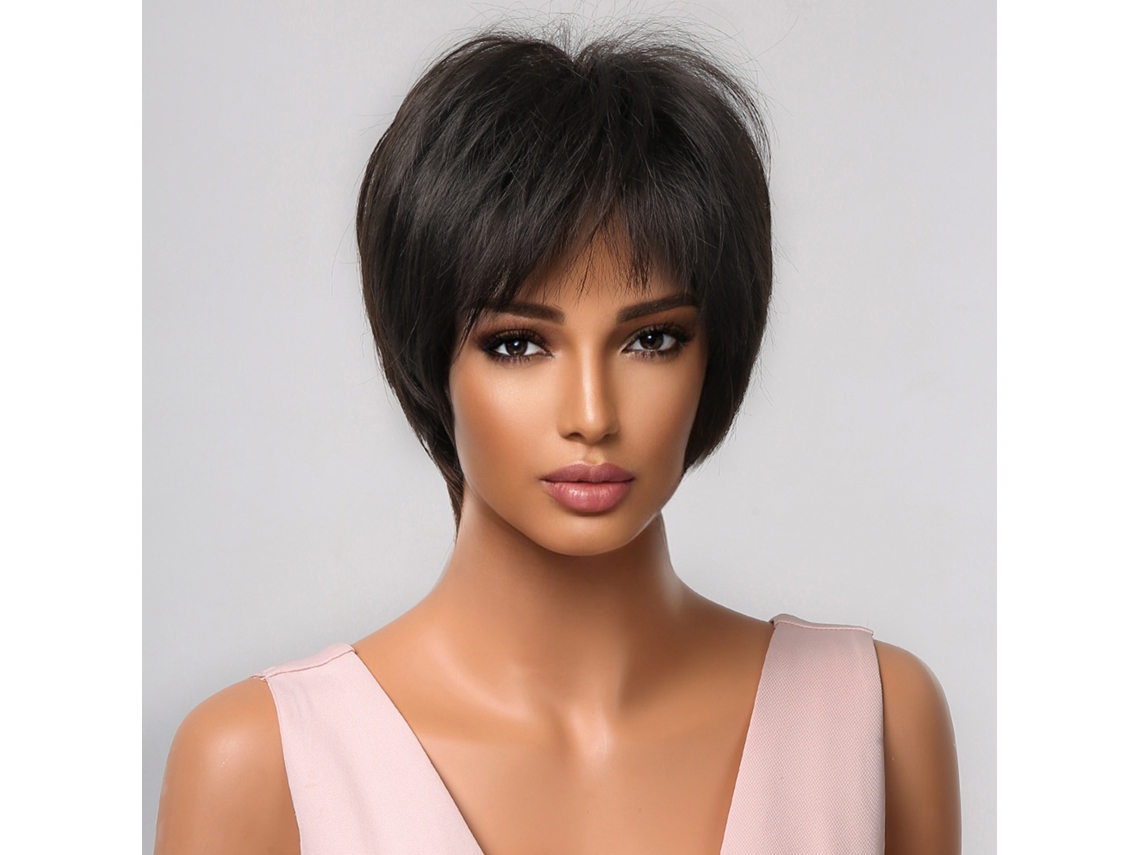 Peluca De Pelo Sintético De Alta Temperatura Corto Pixie Con Capas Para Mujer