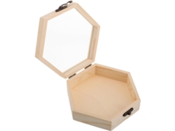 Almacenamiento Hexagonal Madera Cristal Elegante Joyero Multifuncional Ideal Bodas Regalos Decorativos Caja