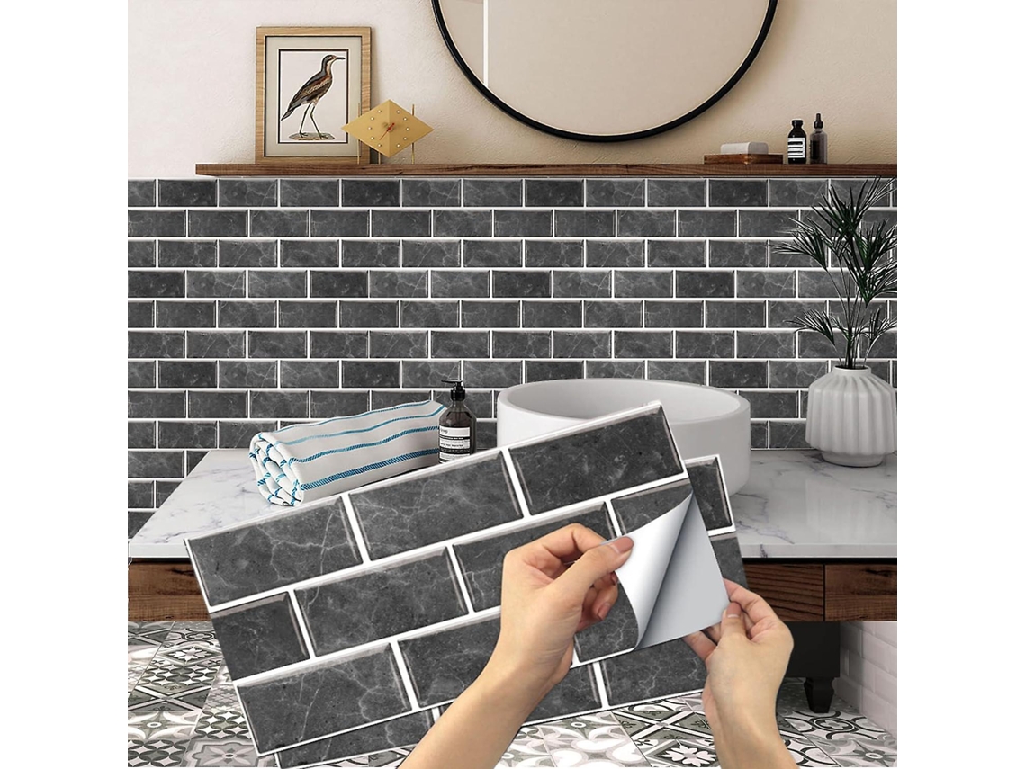 Rebe-6 Piezas Pegatinas De Azulejos Autoadhesivos Impermeables Pvc Para Baño Y Cocina Pared Decorativa