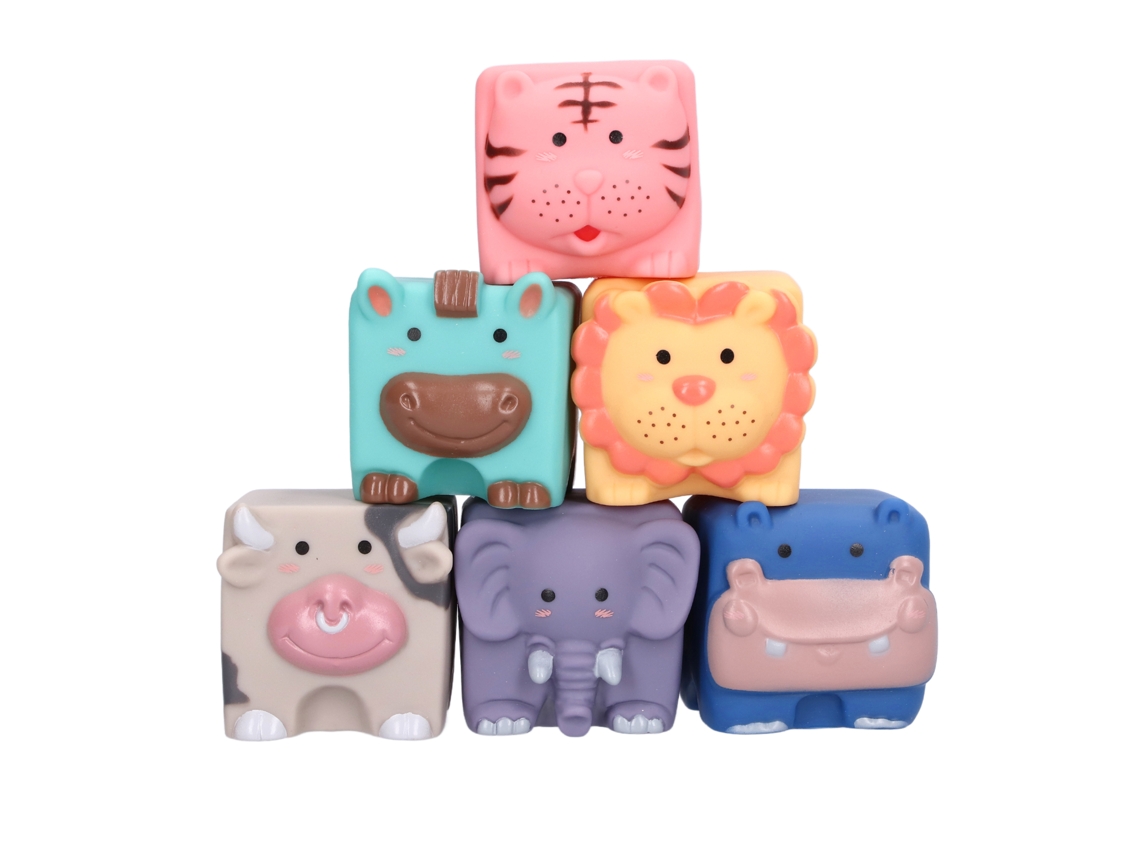 Bloques De Construcción Blandos Con Estampados De Animales En Relieve: Juguetes Sensoriales Para Bebés.