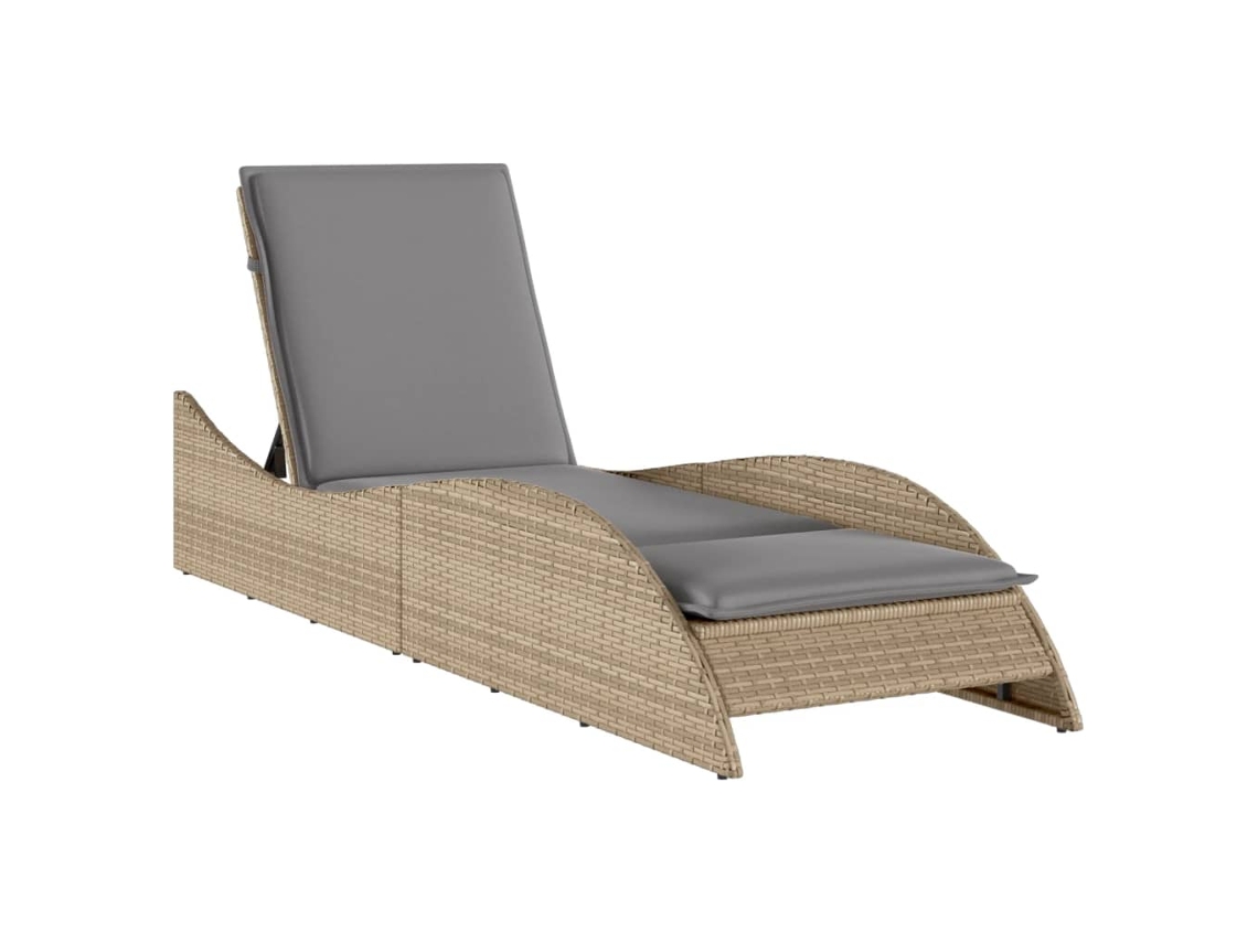 Chaise longue de mimbre beige con cojín MAISON EXCLUSIVE (60x205x73 cm)