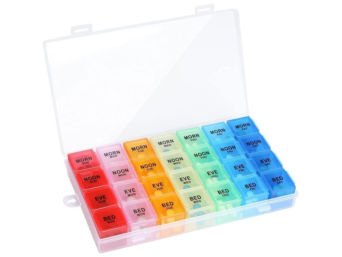 Organizador Semanal De Pastillas, Para 4 Tomas Diarias, Gran Capacidad Para Vitaminas Y Medicamentos.