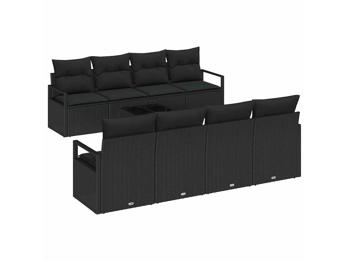 Maison Exclusive - Conjunto De Sofá De Jardín 9 Pcs Negro Ratán Sintético