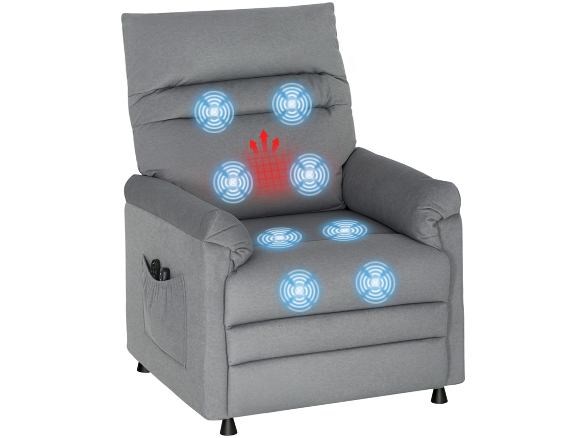Sillón reclinable para TV con soporte lumbar, puerto USB y control remoto - Gris