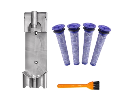 Estación de acoplamiento para aspiradora, 1 soporte de montaje en pared con 4 prefiltros para aspiradora portátil Dyson V7 V8 sin cable