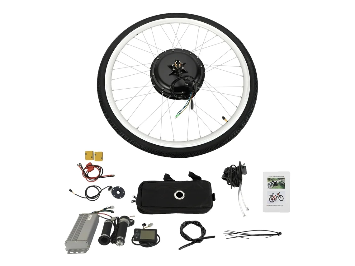 Kit de conversión de bicicleta eléctrica, motor sin escobillas de 1000 W, pantalla LCD, OEM negro