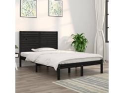 Estructura De Cama Doble Madera Maciza Negra 135x190 Cm