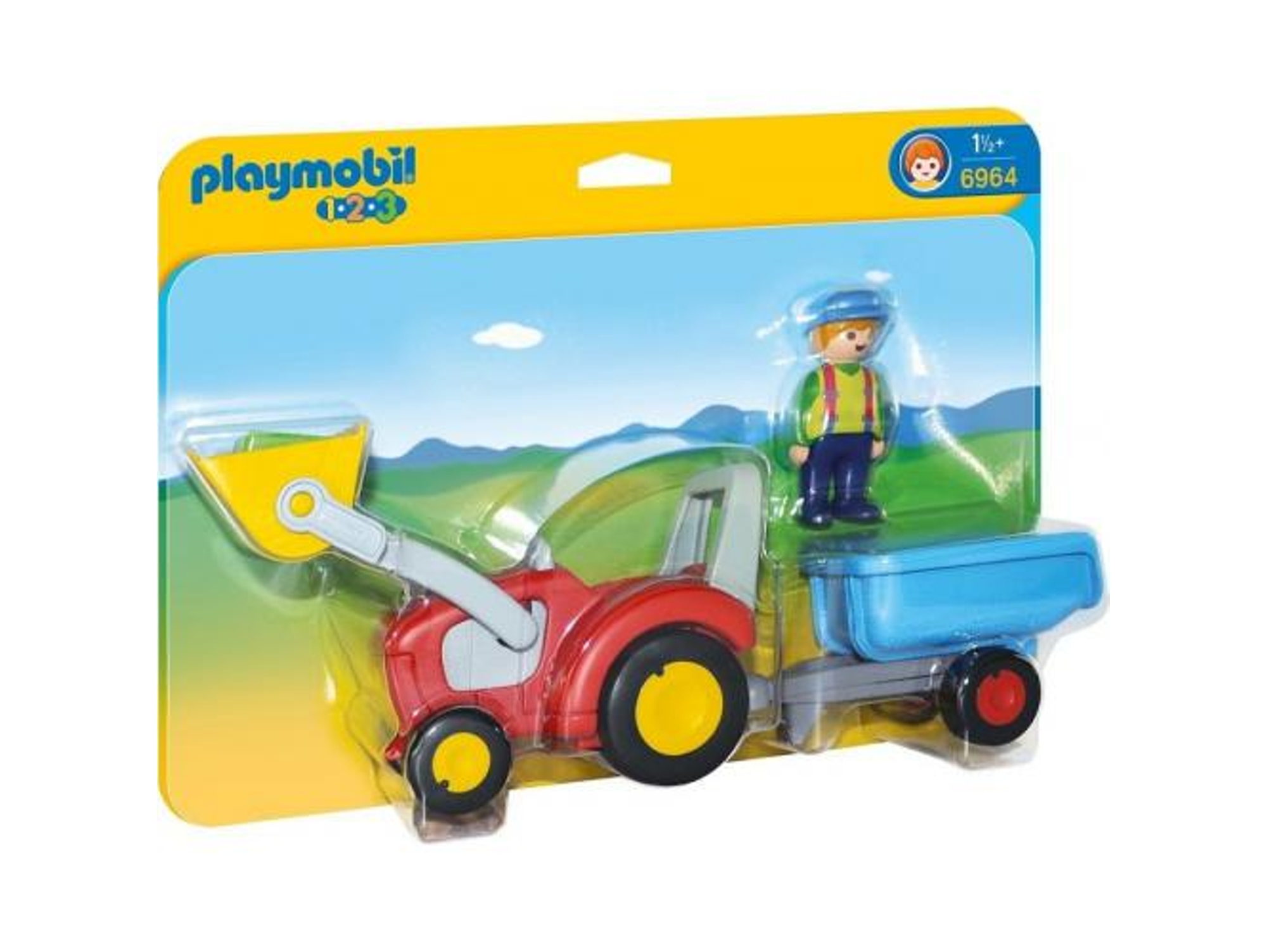 PLAYMOBIL 1.2.3 Trator Com Reboque : (Edad Mínima: 1,5)