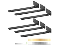Juego de 6 Soportes de Pared 31x10 cm en Acero Negro Mate Tekmaquinas