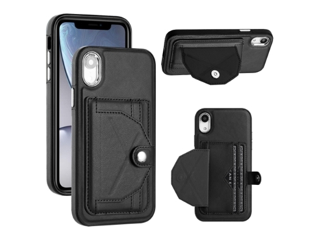 Funda Mobile Phone Cases Shockproof With Card para iPhone XR Piel Marrón