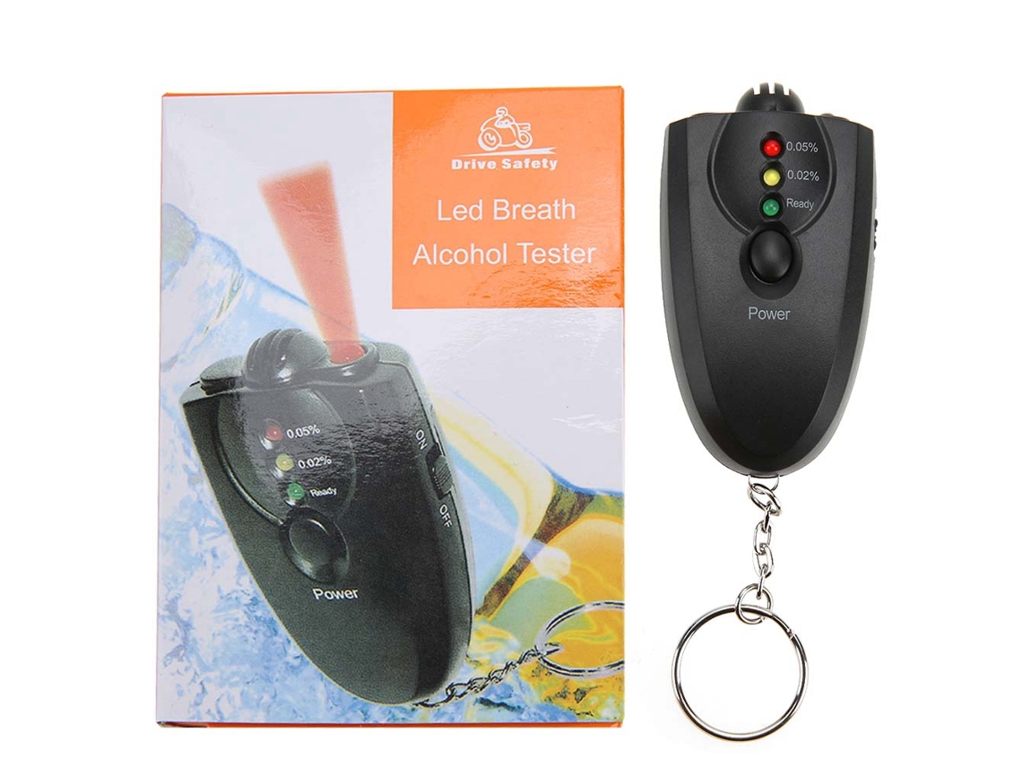 Probador de alcohol portátil con llavero, luz LED y función de linterna