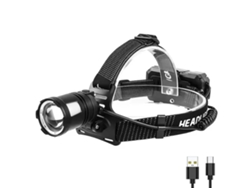 Linterna Frontal Led De 1200 Lúmenes, Recargable, Con 3 Modos De Iluminación, Ipx4 Resistente Al Agua, Zoom Ajustable De 120° Para Acampar,