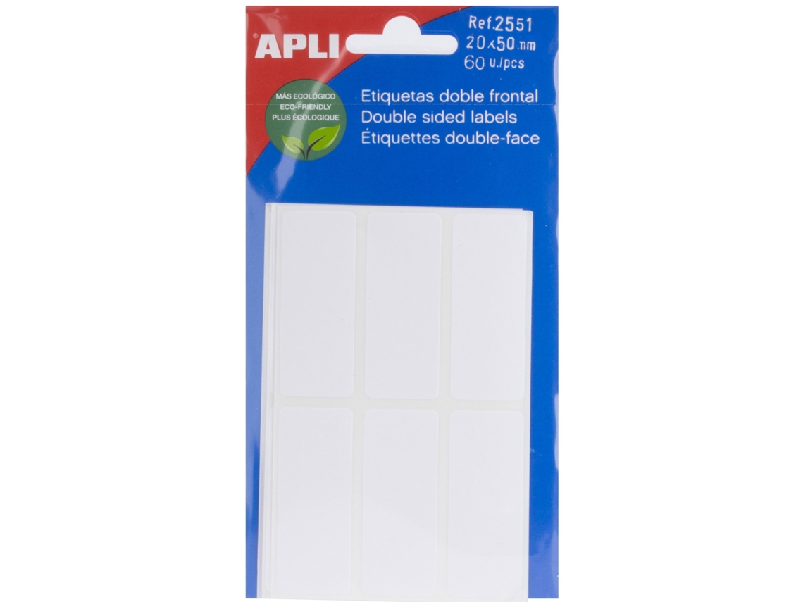 Etiquetas de Doble Cara APLI (Blanco - 20 X 50 mm)