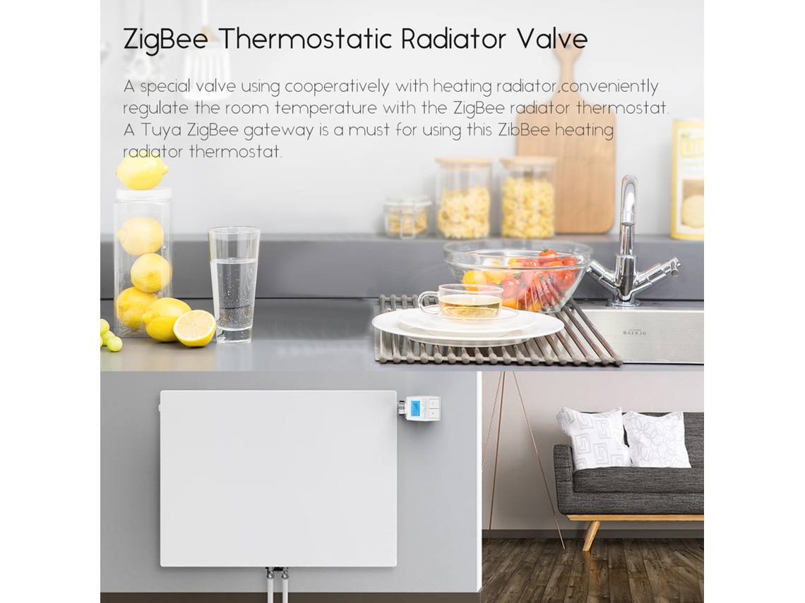 Válvula Termostática Programable Zigbee Para Radiador Con Control Por Voz Mediante Aplicación, Anticongelante Y Bloqueo Infantil.