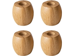 Juego De 4 Portacepillos De Dientes De Bambú - Madera Rústica Hzf