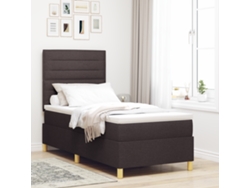 Cama Con Box Spring Con Colchón Marrón Oscuro 100x200 Cm Tela